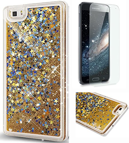 Preisvergleich Produktbild Nnopbeclik Huawei P8 Lite Hülle 3D Flüssigkeit Schutzhülle Transparent Durchsichtige Handytasche Glänzend Glitzer Star Sterne Fließen Flüssig Flüssigkeit Handyhülle Handy Hülle Case Tasche Crystal Case Durchsichtig Schutzhülle Etui Bumper Für Huawei P8 Lite + 1x Display Schutzfolie Folie