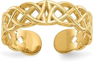 JewelryWeb 14ct Yellow Gold Solid Polished Irish Claddagh Celtic Trinity Knot toe ring-toe ring for Women