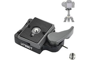 UTEBIT Piastra a Sgancio Rapido per Fotocamera, Piastra a Rilascio Rapida avec Adaptateur 1/4'' à 3/8'' pour Vis, Piastra Rapido per Treppiede Compatibili con Manfrotto 200PL-14 (Grigio)