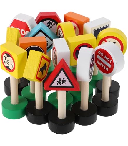 Jouet BIG Allemand Panneaux Signalisation Enfants BIG - Lot De 3 - 69cm - Éducation Routière Ludique Feu Tricolore Enfant