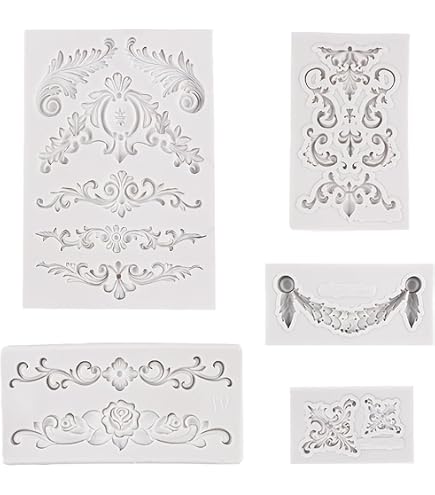 3-teilige Silikon-Fondantformen – Barockes Vintage-Design, Für Kuchen & Deko, Spülmaschinenfest