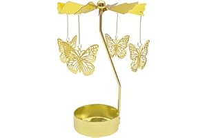 SHUOHONG Portacandele Girevole Rotante Natalizio in Metallo, Porta Candele Candele Tealights, Porta Candele da Tavolo, Portacandele da Tavolo, Candele Decorative per Natale Compleanno Matrimonio (B)