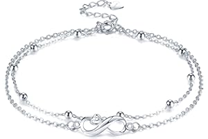 J.ENDÉAR JENDEAR Cavigliera da Donna Argento Sterling 925,Amore Infinito per Donne Ragazze Spiaggia Cavigliera Regolabile