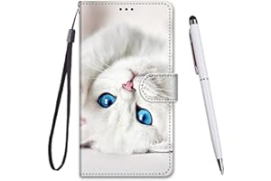 TOUCASA for iPhone 14 Pro (6.1 Inches) Case, Creative Painted Wallet Case PU Leather Flip Magnetic Colourful Kickstand Card Slots Folio Protection Case for iPhone 14 Pro (Blue Eyes Cat)