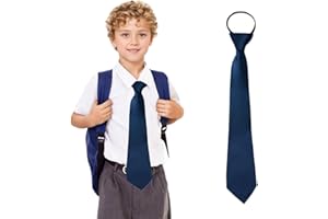 GNEGNI LIFE Cravatta per bambini per ragazzi e ragazze, regolabile, tinta unita, cravatta con chiusura lampo, per matrimonio, laurea, spettacolo