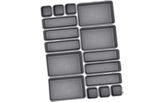 VAVICRAP 16 Stück Schubladen Ordnungssystem Büro 3 Mittlere Stile Schubladen Organizer Küche Drawer Organiser System für Make-up Schreibtisch Badezimmer Büro Küche-Dunkelgrau