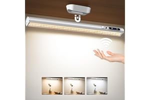 Moslumin luz led armario sensor movimiento, 4000mAh lampara escritorio inalámbricas recargable con magnetica y mando, luces pared bateria sin cable para cocina, baño espejo, estanteria