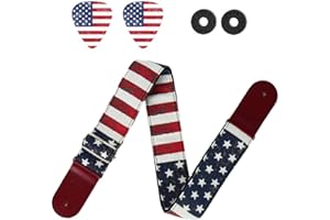 Czzmy Adjustable Guitar Strap Includes 2 Strap Locks & 2 Matching Picks.Leather ends Guitar Shoulder Strap Suitable for Acoustic Guitar,Electric Guitar,Gift for Guitarist