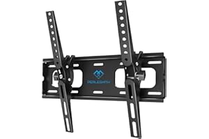 PERLESMITH Soporte TV Pared con Inclinación sin Herramientas, Soporte Television Pared Inclinable para la Mayoría de Televisores Planos & Curvos de 26-65 Pulgadas, hasta 60 kg, VESA máx. 400 x 400 mm