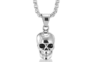 Beydodo Collier Acier Inoxydable Homme Pendentif Homme Hip Hop Pendentif Tête de Mort Polie