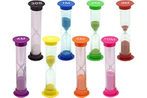 TeacherFav Sand Timer for Kids Set of 8 Small Colorful Hourglass Acrylic Covered Clock 30Sec 1Min 2Min 3Min 4Min 5Min 6 Min 10 Min for Classroom, Home & Kids Room