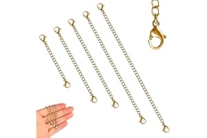 QUALDESN 5 Pcs Necklace Extenders, 2/3/4/5/6 inch Gold Necklace Extenders, Adjustable Chain Extensions for Necklaces and Bracelets, Suitable for DIY Jewelry Making of Women Bracelets, and Ankles