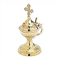 NKlaus Stand Incense Burner with Handle Brass Handmade Gift 2933