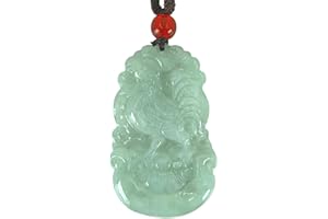 A5GOLD Jade Necklace, Natural Jade Stone Chinese Zodiac Pendant, Jadeite Jewelry Lucky Charm Gemstone Necklace D-Z-K01