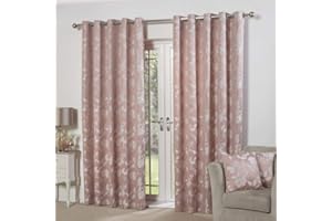 Emma Barclay Butterfly Meadow - Lined Eyelet Jacquard Curtains in Blush Pink - Width 66 x Drop 90" (168 x 228cm)