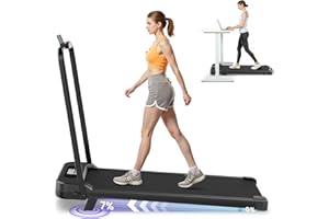 Dskeuzeew Walking Pad treadmill Incline Foldable with Handle Bar, 8KM/H Folding Running Machine Portable Under Desk for Home Office, Compact Mini for Small Spaces, Safety Lock, Remote Control