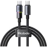 Mcdodo CA-8200 Type-c To Type-c 100W 7 Renkli LED Işıklı Şarj Data Kablosu