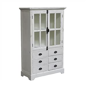 Wäscheschrank Jule weiß Shabby chic Schrank mit Glastüren Vitrine