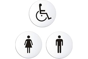 OFFORM DESIGN Targhette per porte in alluminio colorato | Resistente ai raggi UV e ai solventi | Set di 3 | Toilette Donne e Uomini + Handicappato | Ø 100 mm