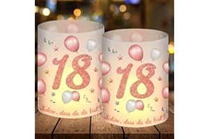 EPOKUS 12 lampionów, dekoracja stołu na 18 urodziny, dekoracja stołu, 18. urodziny dziewczynki, różowe złoto, dekoracja na 18. urodziny, dla dziewczynki, "Schön DASS Du Da Bist", nadaje się do podgrzewaczy