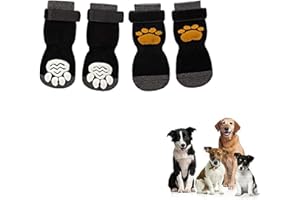 CMUYKIBU Calcetines para perro, 4 calcetines antideslizantes con correa de fijación ajustable, protege las patas del animal y los suelos interiores, para perros pequeños o grandes y gatos (XL)