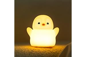 GIACOMO Pinguin Nachtlicht, Nachtlicht Kinder Led Silikon Penguin Lampe, USB Wiederaufladbar, Dimmbar und 20 Minuten Timer Touch Steuerung Pinguin Nachttischlampe, Kinder Schlafzimmer Dekor Geschenke