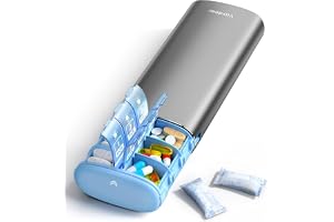 Vaydeer 7-dagars veckopillorganizer (stödjer 2 doser per dag), metall resepillbox, stor kapacitet daglig söt pillbox för tillskott, piller, vitaminer och mediciner