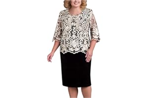 unilarinna Damenmode Spitze Elegantes Kleid in Übergröße Einfarbig Partykleid Maxikleider Basic Cocktailkleid Elastizität Abendkleid Damen Ballkleider Zwei Plus-Size-Paket