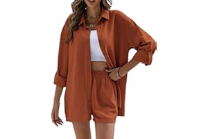 Geagodelia Set di Pantaloncini da Donna 2 Pezzi Camicia a Manica Lunga + Pantaloncini Tuta Completa Elegante per Autunno Primavera Regalo