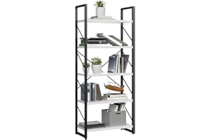 YITAHOME Estantería de 5 Niveles, Estantería Clásica Moderna, Estante para Libros, Estantes de Almacenamiento en Sala de Estar, Oficina en Casa, Organizador de Libros para Libros, Películas, Blanco