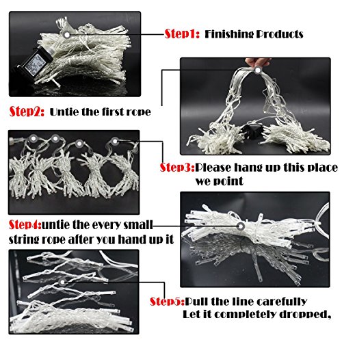 Upgraded OMGAI 300LEDs Vorhang-Licht Mit 8 Modi Für Weihnachten Neujahr Party Hochzeit Home Decoration Fairy Lights Garden Decorations 3m*3m (Upgraded Low Voltage) Weiß - 5