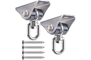 BENELABEL Besthouse 2 Piezas Capacidad 400Kg Ganchos de Techo, Anclaje de Techo, Silencio, SUS304 Acero Inoxidable 360 ° Girar,4 Tornillos para Madera, Yoga, Hamacas, Sillón Colgante, Sacos de Boxeo