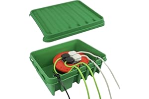 DRiBOX Groß IP55 Wetterfester Anschlusskasten für den Außenbereich Stromkabelgehäuse für Weihnachtsbeleuchtung, Zeitschaltuhren, Verlängerungskabel, Kabelrollen, Transformatoren (Groß, Grün)