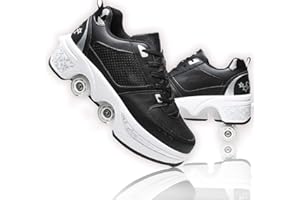 JINFUGRON Roller Schuhe, Schuhe mit Rollen rollerskates mädchen Männer, Skateboard Schuhe Bequem Und Atmungsaktiv Quad Skates Verstellbare Rollschuhe Verstecktes Rad Sneaker mit Rollen