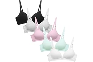 Happy Cherry Biustonosz dla nastolatek 4/5 szt. zestaw biustonosz sportowy bez fiszbin z regulowanym paskiem oddychająca bielizna treningowa, 5-pak - A, 75A