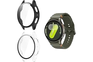 Yenwen Etui do Samsung Galaxy Watch 7 40 mm / Galaxy Watch FE Cover, 2 sztuki HD Anti-Scratch Screen Glass Hartowane, elastyczne, odporne na wstrząsy TPU - przezroczyste czarne