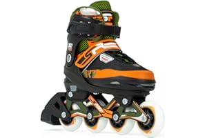 SFR Pixel Inline Skates with 4-Size Adjustable Sizing, Buckle and Hook and Loop Closure, Comfortable Soft Liner and High Cuff for Stability, for Children and Adults of All Abilities, Unisex