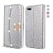 Produktbild UEEBAI Hülle für iPhone 6 Plus 6S Plus, Premium Glitzer PU Leder Handyhülle mit Diamant Schnalle [Kartenslots][Magnetverschluss] Ständer Funktion Strass Weich TPU Schutzhülle Wallet Flip Cover -Silber
