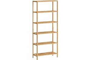 SONGMICS Étagère de Rangement, Meuble à Chaussures à 6 Niveaux, Support pour Plantes, Multifonction, pour Entrée, Salle de Bain, Balcon, Cuisine, 26 x 60 x 160,9 cm, Beige Naturel BCB036Y01