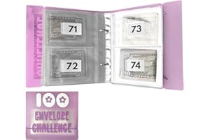 BAOPINLADY 100 Envelope Challenge Binder,Cash Binder with Envelope,Saving Challenge Binder,Money Saving Envelope for School,Home,Office (Purple)
