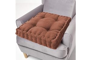 ping bu Cojín elevador para asiento 100% algodón, 10 cm de grosor, cojín cuadrado grande de 50 cm para adultos, silla, sillón, jardín (50 x 50 cm, marrón)