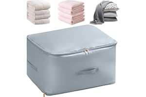 MURISE Selbstkomprimierender Organizer, Kompression Aufbewahrungstasche für den Kleiderschrank, Compression Packing Cubes für Bettdecken Kleidung Decken, Ordnungssystem (Blau, XL 52x42x30CM)