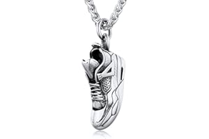 U7 Sneaker Shape Stainless Steel Pendant Necklace, Black/Gold Plated Color, Gym Shoes Costume Jewellery for Sports Fans, Gift for Men BBF, Engraved Available, Send Gift Box