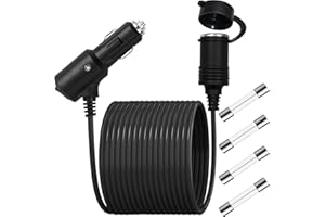Xiatiaosann cable de extensión para encendedor de cigarrillos para coche, enchufe macho a enchufe hembra de 12 V con interruptor, fusible de cable 16AWG para compresor de aire de bomba de neumáticos