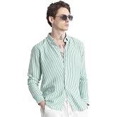 U TURN Men's Cotton Casual Printed Striped Stylish Latest Shirt for Men