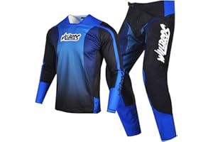 Willbros Completo Maglia e Pantaloni da Motocross Uomo Set di Ingranaggi MX Enduro Fuori Strada Equitazione AbbigliaUominito da Corsa Adulto