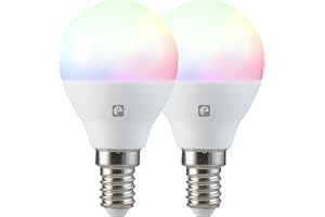 Garza Smarthome 2 szt. inteligentnych żarówek LED G45 E14 5 W (odpowiednik 40 W) RGB+CCT, ściemnianie, programowalna, sterowanie głosowe i aplikacja (Alexa/Google Home), Wi-Fi 2,4 GHz
