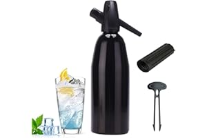 DYJD 1L Soda Syphon Siphon Maker Aluminium Soda Siphon Bottle Manual Homemade Soda,Mojitos, Gin Fizz Cocktails and Wine Spritzers,black
