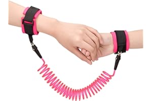 TOYESS 2.5M Anti-perdu Poignet pour Enfant, Laisse Enfant Poignet de 360 ° Rotation, Bracelet Anti-perte Harnais Enfant Confortable pour Bébé, Rose 01