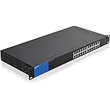 Linksys LGS124-EU 24-Port Unmanaged Gigabit Netzwerk Switch (Lüfterlos, Auto Sensing, Energiesparfunktion) schwarz